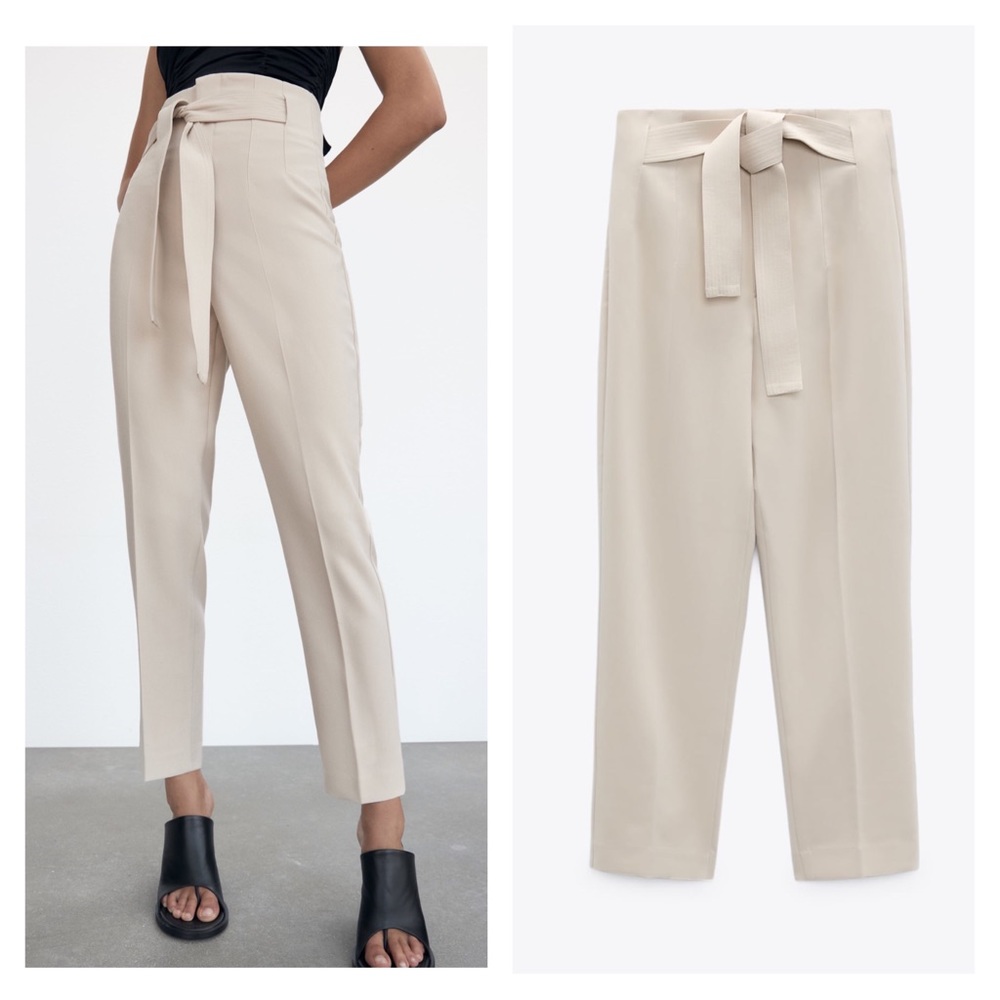 Zara high waist belt pants